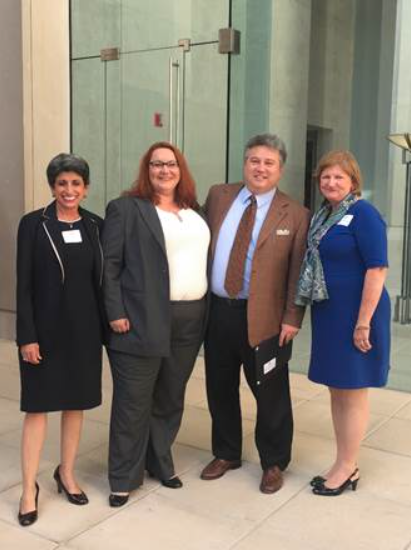 State Bar President-Elect Augusta Dowd, Christine Frieder, Bill Uemura, Acting Chief Justice Lyn Stuart